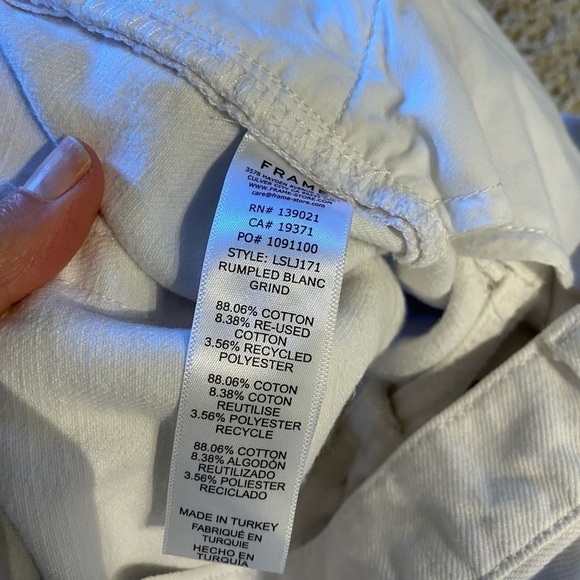 Frame Women’s Le Slouch Denim in Rumpled Blanc Grind Jeans White Size 28 - Picture 6 of 9